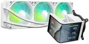 Panorama SE 360 ARGB White 360mm AIO Rotatable 6.5'' AMOLED Curved Screen 3D Anamorphic Effect Customizable AIO Cooler 360mm White Asetek Adela 280w TDP  LGA 1851/1700/1200/115X  AM5/AM4