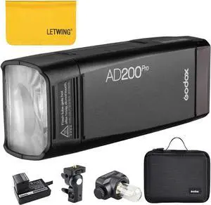AD200 Pro AD200Pro Flash Strobe, TTL Pocket Flash Monolight, 200W 2.4G Speedlite HSS 1/8000s 2900mAh Li-ion Battery, 500 Full Power Flashes, Bare Bulb/Speedlite Fresnel Flash Head