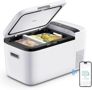 GO20 Dual Zone 12 Volt Refrigerator, 12V Car Refrigerator with Secop Compressor, Separate Control, DC & AC, 0 - 50, Portable Freezer Compressor Cooler for Outdoor, White, 21 Quart(20 Liter)