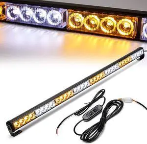 Light Bar 35.5 Inch Traffic Advisor Led Strobe Light Bar Kit Rainproof Warning Caution Turn Signals Directional Car Vehicles Pickup Trucks Tow Roof Rear Head (35.5 Inch, Yellow/White)