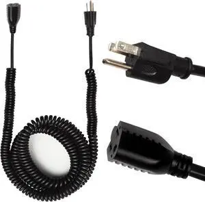 Forge Cable SJEOW Black Outdoor Coiled Extension Cord 42 ft, 16/3, 13 Amp Oil Resistant & Flame Retardant 3 Prong Coiled Wire for Outdoor & Indoor