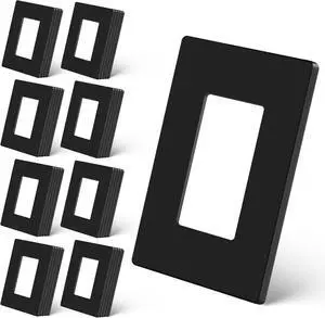 Black Screwless Wall Plates, 40 Pack Decorator Light Switch Covers, 1-Gang Decor Outlet Switch Plate, Standard Size 2.91x4.68, UL Listed, Glossy Finish