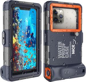 Underwater Snorkeling Diving Phone Case for iPhone 16/15/14/13/12/11 Pro Max/XS/X  Galaxy S24/S23/S22.[50ft/15m] Professional Scuba Dive Waterproof Case Underwater Photo Video Cover Orange