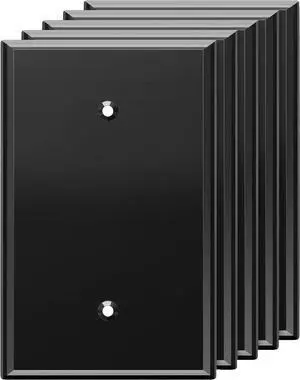 Blank Acrylic Wall Plate, Impact Resistant, Mirrored Blank Plate, Plexiglass Blank Cover, Acrylic Glass, Reflective Finish, Modern Decoration Upgrade Oversized 1-Gang 5.25" x 3.44", Black 5 Pack