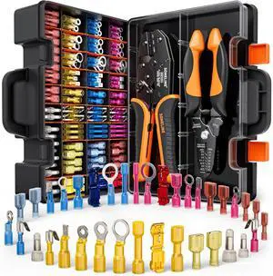 Crimping Tool Kit for Heat Shrink Connectors, AWG 22-10 with 36 Size Marine Grade Heat Shrink Wire Connectors, Crimping Tool for Nylon,and Sealed Terminals UL Listed Connectors