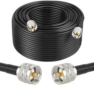 Coax Cable 150FT, RG58 PL259 Coaxial Cable UHF Male to UHF Male Cable for CB Radio, Ham Radio, Amateur Radio, Antenna Analyzer, SWR Meter, Black