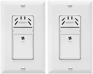 Humidity Sensor and Fan Control Switch, Ventilation Fan Humidity Sensor Switch, Neutral Wire Required, TDHS5, 2-Pack