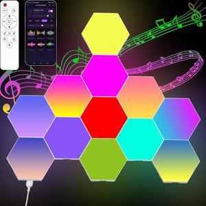 LED Wall Plate with Remote & App Control, 16 Million Colors Modular Light Panels, DIY Geometry Gaming Light