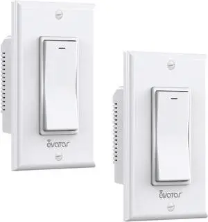 2 Pack Smart Light Switch with RF Remote Control - WiFi Wall Switches Work with Alexa Google Home/AvatarControls/Smart Life App, No Hub Required, Single Pole, Standard Plate, Neutral Wire Needed
