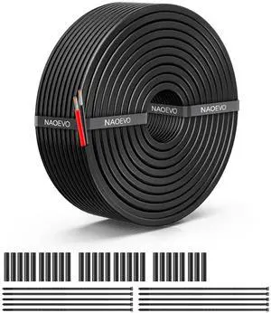 12 Gauge Wire 2 Conductor Electrical Wire, 12 AWG Stranded PVC Cord, 12V Low Voltage/Tinned Copper/Flexible Cable for Automotive Wiring, Lamp Cord, Marine Cable (50FT)