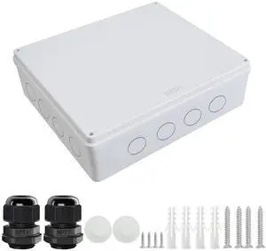 Junction Box, Electrical Box IP65 Water Resistant Dustproof ABS Plastic Project Enclosure for Electronics White 15.7 x 13.8 x 4.7 inch