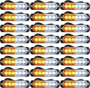 LED Amber Strobe Lights Vehicle Emergency Strobe Lights for Trucks LED Flashing Car Lights Windshield Lights Bars Hazard Shiny Mount Lights with Pads Screws for off Road Car(24 Pieces)