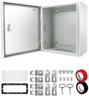 Outdoor Electrical Box, Steel Junction Box 12 x 10 x 6'', NEMA 4X Electrical Enclosure Box IP66 Waterproof & Dustproof, Universal Electrical Project Box with Lock & Mounting Plate