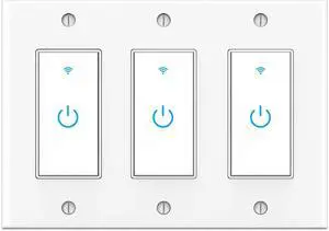 Smart Switch 3Gang Smart Light Switch 3 Gang, 2.4Ghz in-Wall Smart Switch WiFi Light Switch Compatible with Alexa and Google Assistant, Single Pole, Need Neutral Wire