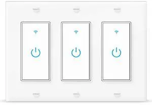 Smart WiFi Light Switch 3 Gang - Wireless Compatible with Alexa and Google Home