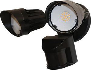 LED Black Motion Sensor 2-Light Bullet Flood Light- 3000K Adjustable Dual Head Outdoor Security Light, Dusk to Dawn, Waterproof, Hardwired Spotlight for Yard, Patio, Garage, Landscape
