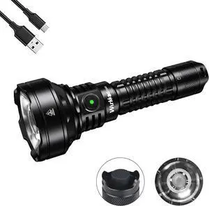 LED Tactical Flashlight Rechargeable - TD01C Tactical Flashlight High Lumens SFT40 LED Super Bright 1800LM with Buck Regulated Driver IP68 1000M Longest Range USB C