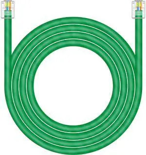CAT5E RJ11 Data Cable DSL Cable 100ft Heavy Duty High-Speed for DSL Modem UTP Compatible with ATT RJ11 6P4C Male to Male Green - 100 Feet