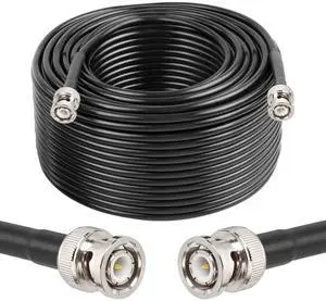 Coax Cable 150ft, 50 Ohm RG58 Coaxial Cable with BNC Connectors, Black