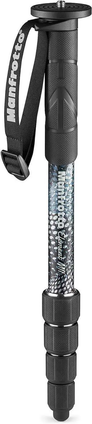 Element MII MMELMIIA5BK, Lightweight 5-Section Aluminium Travel Camera Monopod, with Wrist Strap, Rubber Grip, Twist Locks, Load up 15kg, for Compact Cameras, Mirrorless, DSLR, Black