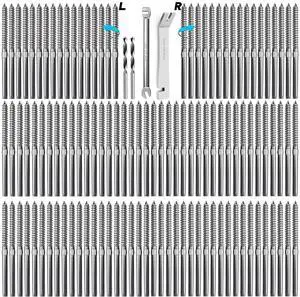 120 Pack T316 Stainless Steel Left&Right Handed Thread Swage Lag Screws for Wood Post of 1/8" Deck Railing Kit, Cable Railing Hardware, DIY Baluster Hardware, Wrench Included DM60