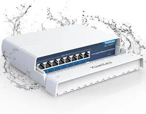8-Port PoE Switch Gigabit- Waterproof Outdoor Ethernet Unmanaged Network Switch 1000Mbps, 120W Built-in Power, IEEE802.3af/at Support and Plug & Play, Ideal for Outdoor Use
