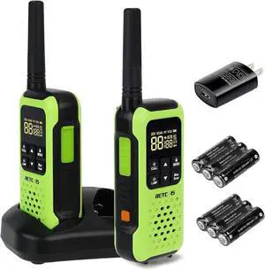 RT49P Waterproof Walkie Talkies, IP67 Floating 2 Way Radio, NOAA Walkie Talkie, 1200mAh Rechargeable AA Batteries, SOS Flashlight Two Way Radio for Skiing Kayaking 2 Pcs