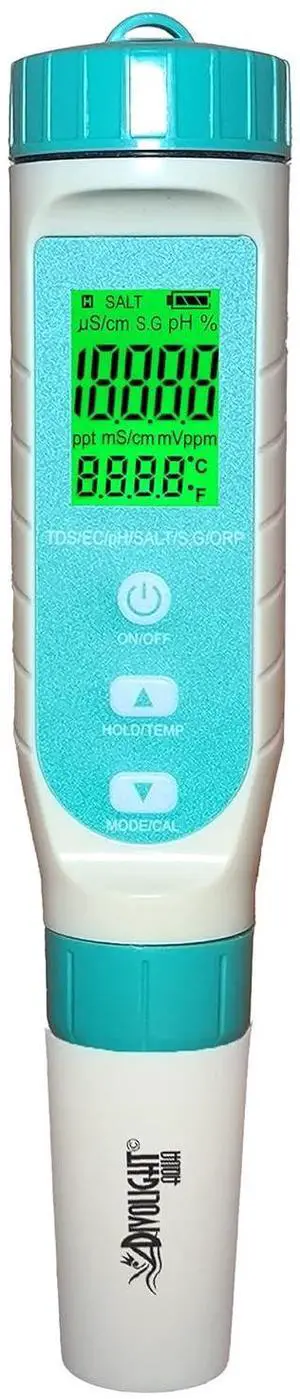 7 in 1 Water Quality Tester Pen Meter for Pools, Drinking Water Aquariums hydroponic Cooking Tester Measure Water by 7 parameters: PH/TDS/EC/ORP/S.G/Water Salinity/Temp