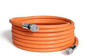 200 Feet (60 Meter) - Direct Burial Coaxial Cable 75 Ohm RF RG6 Coax Cable, with Rubber Boots - Outdoor Connectors - Orange - Solid Copper Core - Designed Waterproof and can Be Buried