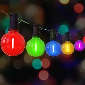 200FT Outdoor String Lights Festoon Wedding Tent Lights for Party RGB Decor Waterproof/Connectable/Dimmable with 106 LED Shatterproof Bulbs Colorful Patio Lighting