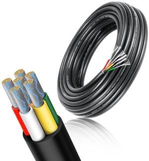 20 Gauge 6 Conductor Electrical Wire, 100FT Low Voltage 20/6 Tinned Copper Wire, 20 AWG 6 Wire Cable, Flexible Extension Cord for LED Strips Light, Outdoor Waterproof Stranded Wires