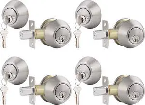 Double Cylinder Deadbolts Keyed on Both Side with Same Key in Satin Nickel 4 Pack Door Locks with Same Key for Entry Door Satin Stainless Steel