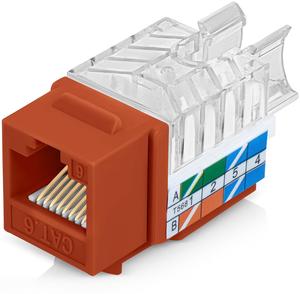 45° Angled RJ45 Cat6 Keystone Jacks 50-Pack in Orange - Slim Profile Female RJ45 Connectors - Cat 6 Keystone Jack - Compatible with 45° Angled Speed Termination Tool - 45Term (B0BL3GS7ZY)