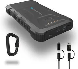20000mAh Rugged & Waterproof Power Bank with Flashlight, 18W USB-C Heavy Duty Portable Charger for Outdoors, Camping. For iPhone 16, 15, 14, 13, 12, 11, iPad,  Galaxy S25, S24, S23, S22, S21