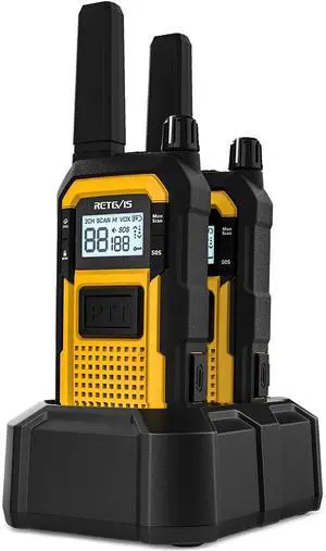 RB48 Waterproof Walkie Talkies, Heavy Duty Two Way Radio, Advanced Triple Proof, Vibration Call, USB-C, SOS,2000mAh, NOAA, 2 Way Radio(2 Pack) Yellow