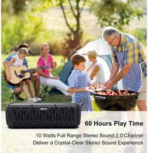 Solar Bluetooth Speaker, Portable Outdoor With 5000mAh Power Bank, 60 Hours Play Time Dual With Mic, Stereo Sound With Bass Home Wireless - Black