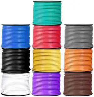 10 Roll 18 Gauge Copper Clad Aluminum Primary Wire - Assorted Colors - 100 Ft of Wire per Roll