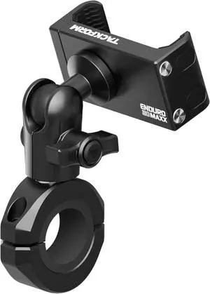 Black Motorcycle ALL METAL Phone Mount - 20MAXX Spring Cradle | BC3 Universal Clamp Fits 7/8" to 1-1/4" Handlebars | Aluminum | Compatible with iPhones, Galaxy Devices, More | Short Reach Arm