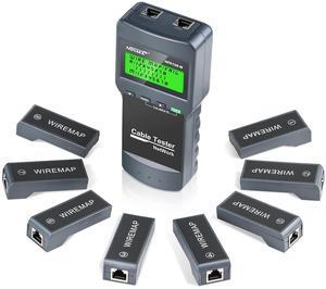 Network Cable Tester - Cable Wire Fault Finder for RJ45 Cat5, Cat6, 5e, 6e Measure Length, Locate The Breakage Point, Check Wiring Error with 8 Far-end Passive Test Jacks