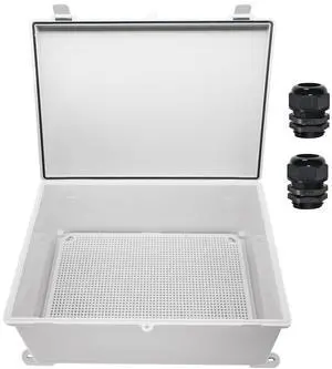 Junction Box ABS Plastic Waterproof IP65 Electrical Boxes Hinged Shell Outdoor Universal Project Enclosure with Mounting Plate and Wall Brackets Grey (390x290x160 mm)