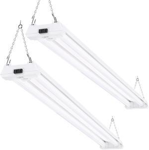 Motion Sensor 4ft LED Shop Light, Garage Lights Ceiling LED Plug-in Fixtures, 40W, 5000K Daylight, 4300 Lumens, Frosted, Motion Activated, Linkable Suspension Mount, ETL 2 Pack