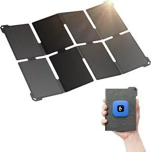 [Upgraded] Ultra-Light Portable 25W Solar Panel Charger with USB-A and USB-C Ports 0.84 lbs Pocket-Size IP68 Waterproof Folded Solar Panel Compatible with Cellphone Power Bank Camping Light
