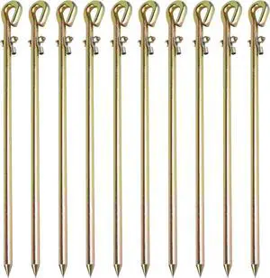 Portable Ground Rod - Grounding Pin with Ground Wire Lug | Great for Electric Fences,Antennas,Satellite Dishes,Ground Post Pin,Tie out Stake (Set of 10)
