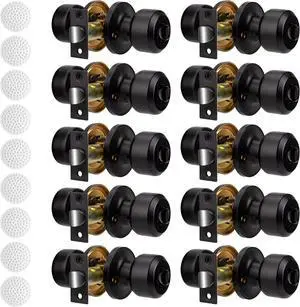 10 Pack Matte Black Door Knobs Privacy Interior Lock Passage Bedroom Bathroom Keyless Doorknob Door Handle Lockset Hardware and Instruction Included
