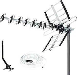 HDTV Antenna Upgraded 2025 Version VHF/UHF 4K 200 Miles Range with Antenna Splitter Support 4 Tvs & 40ft RG6 Cable, ATSC 3.0 Ready, Mounting Hardware Included
