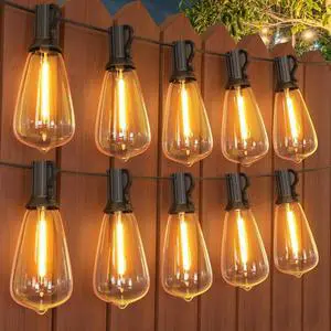 200FT(100FT*2Pack) Outdoor String Lights, Waterproof Patio Lights with 64 Dimmable Hanging Lights Globe ST38 Bulbs, 2700k Shatterproof for Backyard Gazebo Porch Garden Outside Decor