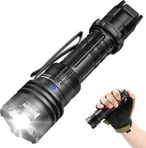 T1 Tactical Flashlights 2000 High Lumens, Rechargeable Flashlight 498 Meters Long Beam Distance, Handheld Flash Light with Tactical Tail Button for Tactical Gear, Suvival, Emergencies, Outdoor