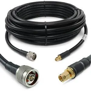 50 ft SMA Male to N Male Premium 400 Series Low-Loss Coax Cable (50 Ohm) for 4G LTE, 5G Modems/Routers, Ham, ADS-B, GPS to Antenna or Surge Arrester Use (Not for TV or WiFi) (ANT-140-020-50)