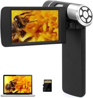 Handheld Digital Microscope with Screen, 200X Portable Microscope for Adults, USB Coin Magnifier with Lights, STEM Microscope Kit for Kids 8-12, 1080P Photo Video, 32G SD Card
