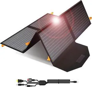 60W Portable Solar Panels Chargers QC3.0 USB-A USB-C DC5521 8mm Output Foldable IP65 Waterproof Power Emergency Camping for Small Power Station Generator Tablets Battery Packs